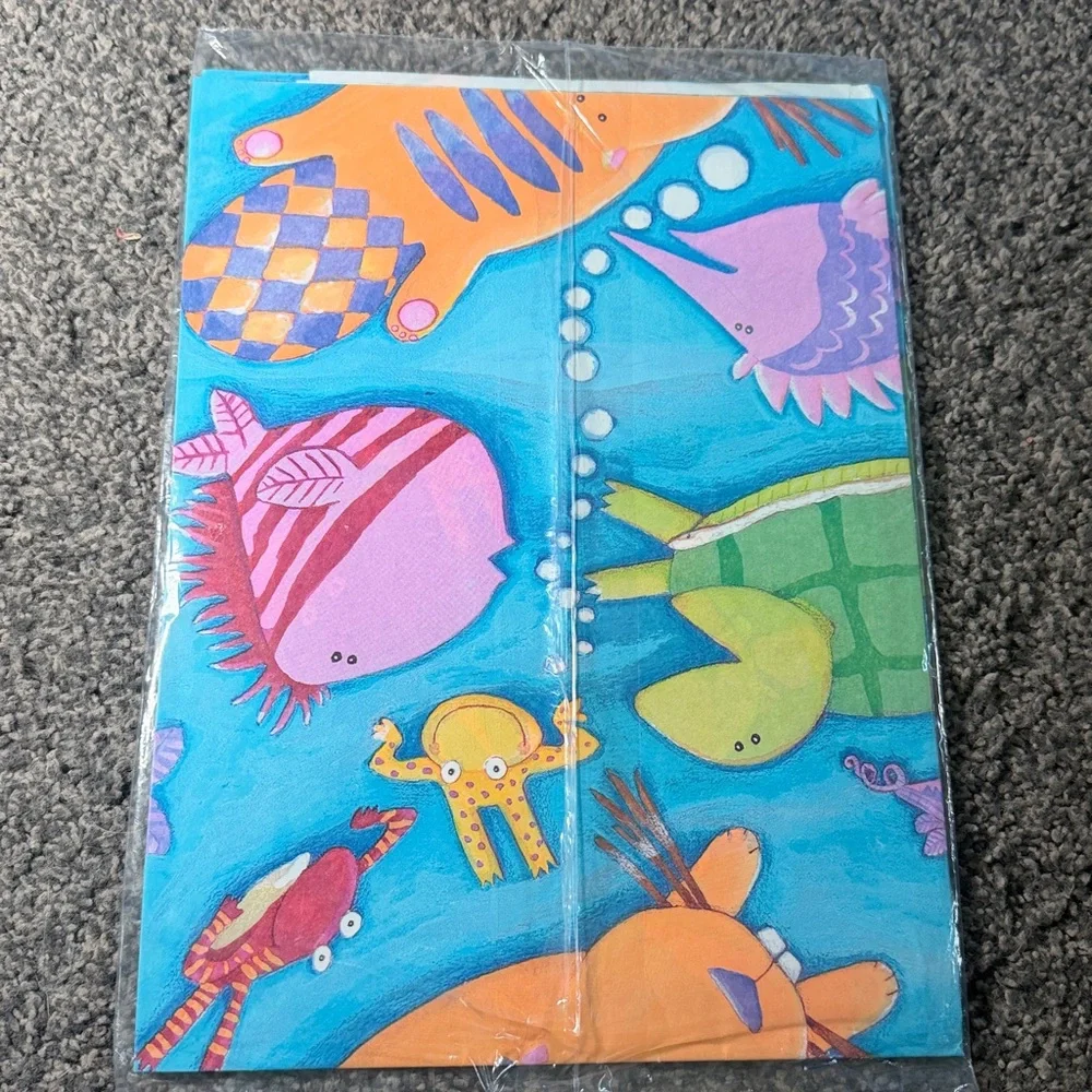 5/$25 VINTAGE Birthday Wrapping Paper Water Animals